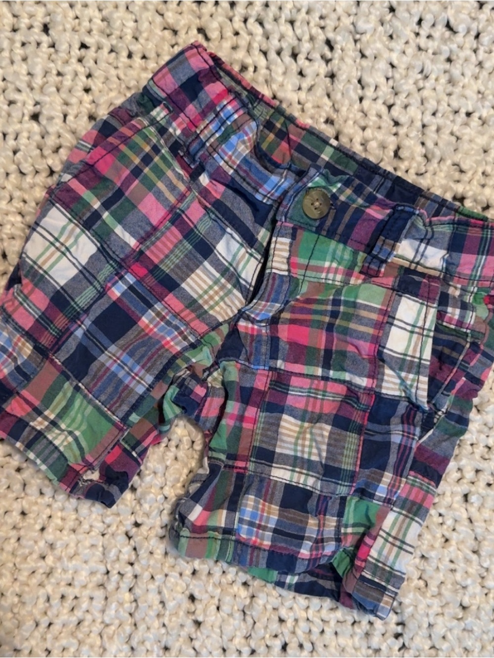 Janie and Jack Multicolor Plaid Cotton Shorts
